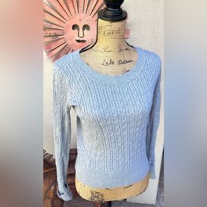 Talbots Cotton Gray Cable Knit Sweater